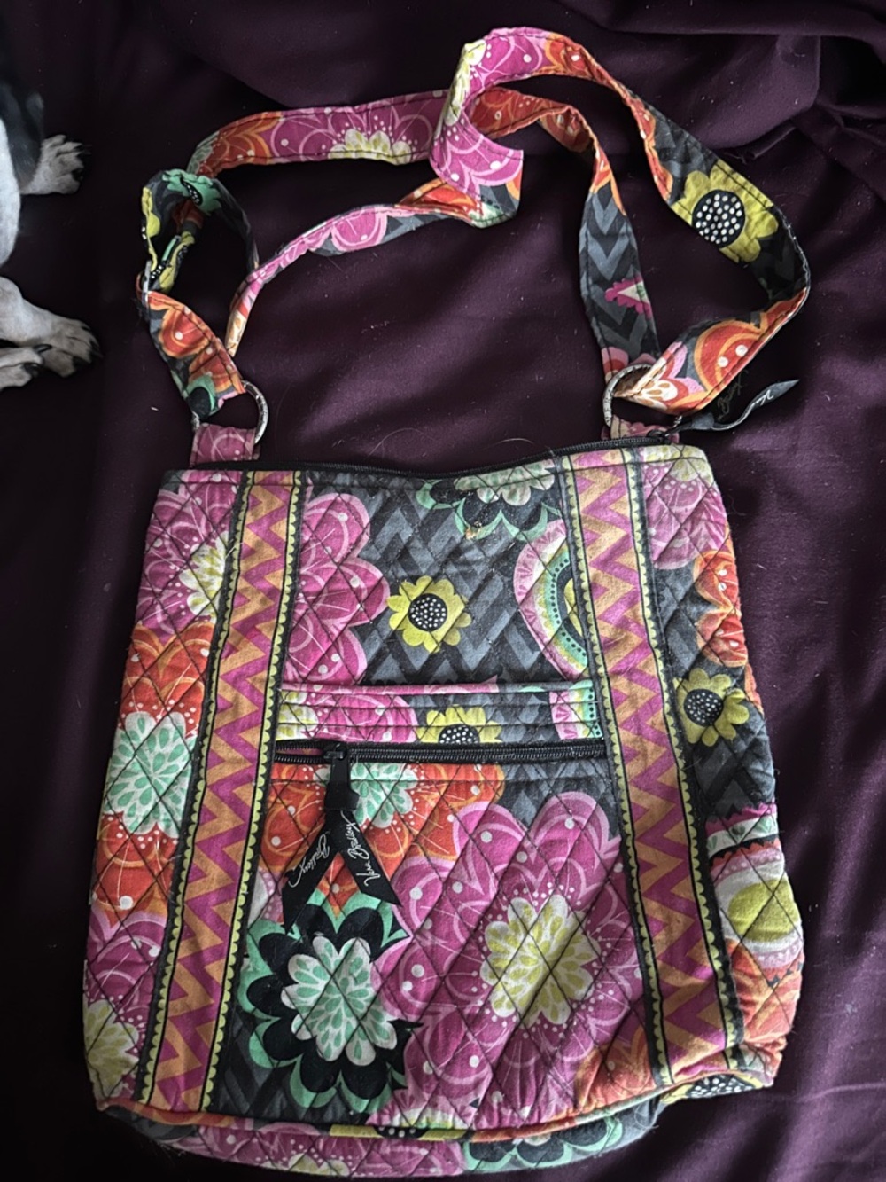 Vera Bradley Pink Floral Quilted Crossbody Hipster Bag